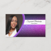 パープルフェイクグリッタープロフェッショナルカスタム写真 名刺 (正面)