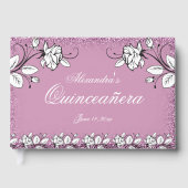 パープルフェイクグリッターホワイトローズエレガントキンセアニェラ ゲストブック (正面)