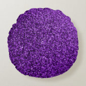 パープルフェイクグリッターラウンド装飾用クッション ラウンドクッション (正面)