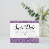 パープルフェイクグリッター日付ポストカードの保存 ポストカード (スタンド正面)