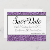 パープルフェイクグリッター日付ポストカードの保存 ポストカード (正面/裏面)