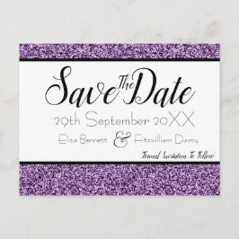 パープルフェイクグリッター日付ポストカードの保存 ポストカード