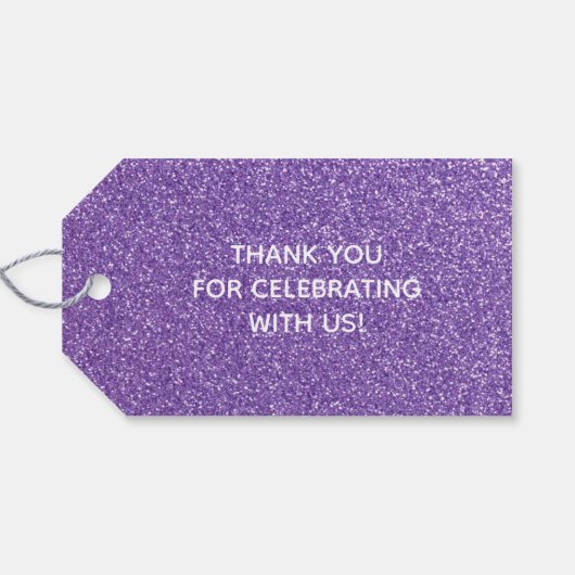 パープルフェイクグリッター結婚式の引き出物 ギフトタグ (裏面横)