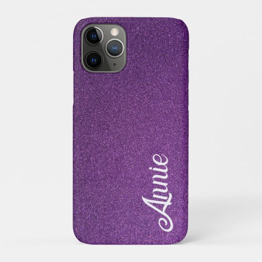 パープルフェイクグリッター美しい輝くかわいい名前 Case-Mate iPhoneケース (裏)