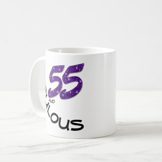パープルフェイクグリッター55と素晴らしい誕生日ギフト コーヒーマグカップ (正面左)