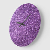 パープルフェイクグリッター ラージ壁時計 (傾斜)