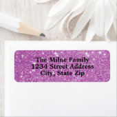 パープルフェイクグリッター-差出人住所ラベル ラベル (インサイチュ)