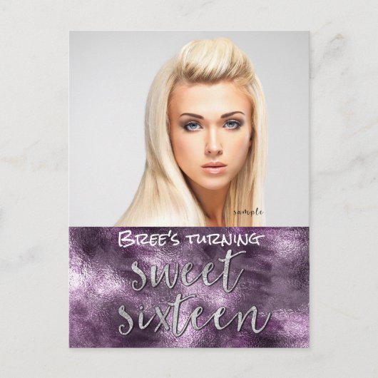 パープルフェイクフォイルグラマーシックなフォトスイート16 案内ポストカード (正面)