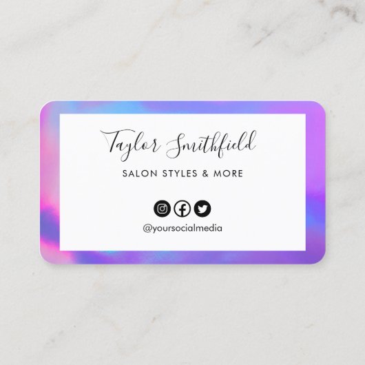 パープルフェイクホログラフィカスタムックロイヤリティカード 名刺 (裏面)