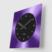 パープルフェイクメタリックデザインステンレス鋼の外観 スクエア壁時計 (傾斜)
