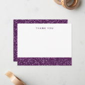パープルフェイク金ゴールドグリッターサンキューカード ノートカード (正面/裏面インサイチュ)