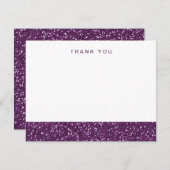 パープルフェイク金ゴールドグリッターサンキューカード ノートカード (正面/裏面)