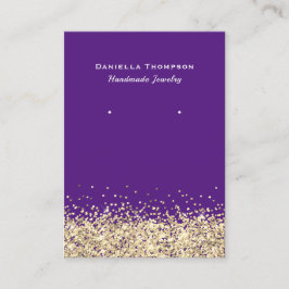 パープルフェイク金ゴールドグリッタージュエリーイヤリングディスプレイ 名刺