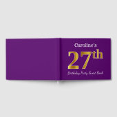 パープルフェイク金ゴールド27th誕生日パーティー；名前をカスタムする ゲストブック (全面)