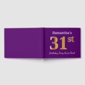 パープルフェイク金ゴールド31th誕生日パーティー；名前をカスタムする ゲストブック (全面)