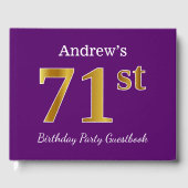 パープルフェイク金ゴールド71th誕生日パーティー；名前をカスタムする ゲストブック (正面)