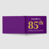 パープルフェイク金ゴールド85th誕生日パーティー；名前をカスタムする ゲストブック (全面)