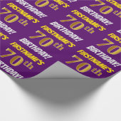 パープルフェイク/模造金ゴールド「70誕生日」 ラッピングペーパー (角)