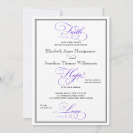 パープルフェイスホープ愛スクリプト結婚式招待状 招待状