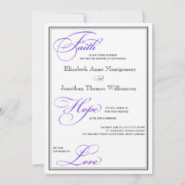 パープルフェイスホープ愛スクリプト結婚式招待状 招待状