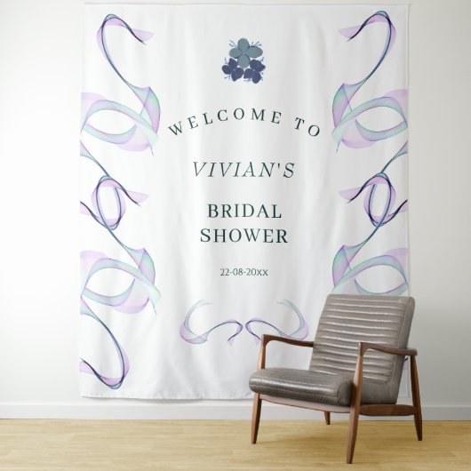 パープルフェイズフローラブライダルシャワー歓迎 タペストリー (インサイチュ)