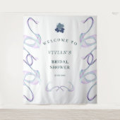 パープルフェイズフローラブライダルシャワー歓迎 タペストリー (正面)