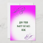 パープルフェザーマスクパープルマスカレードパーティー 招待状 (裏面)