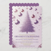 パープルフェスティバルクリスマスオーナメント交換パーティー 招待状 (正面/裏面)