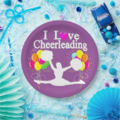 パープルフェスティバルIラブチアリーティング紙プレート ペーパープレート (パーティー)