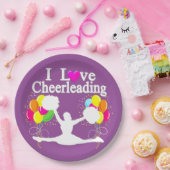 パープルフェスティバルIラブチアリーティング紙プレート ペーパープレート (パーティー)