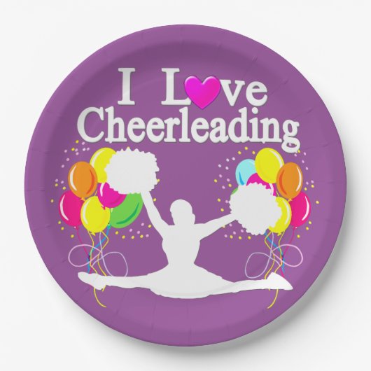 パープルフェスティバルIラブチアリーティング紙プレート ペーパープレート (正面)