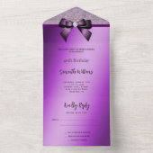 パープルフェミニンジェムボウ&グリッター誕生日 オールインワン招待状 (内側)