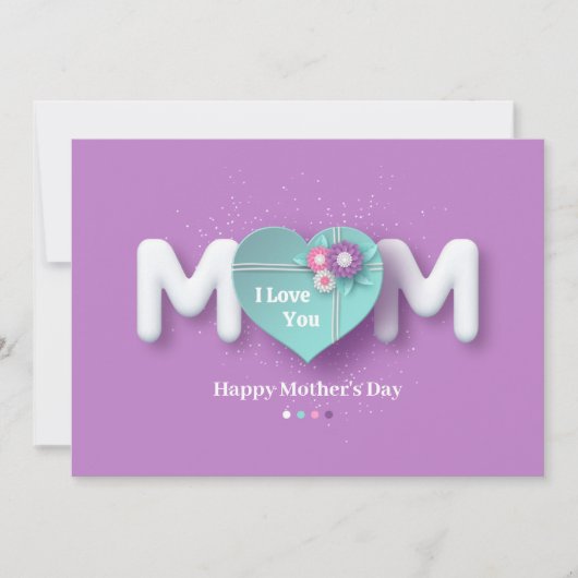 パープルフェミニンハッピーマザーデイグリーティングカード シーズンカード (正面)