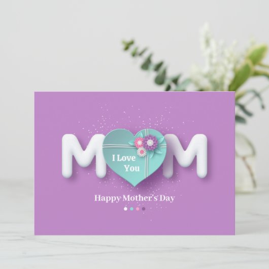 パープルフェミニンハッピーマザーデイグリーティングカード シーズンカード (スタンド正面)