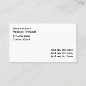 パープルフェミニンフローラマッサージセラピスト 名刺 (裏面)