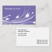 パープルフェミニンフローラマッサージセラピスト 名刺 (正面/裏面)