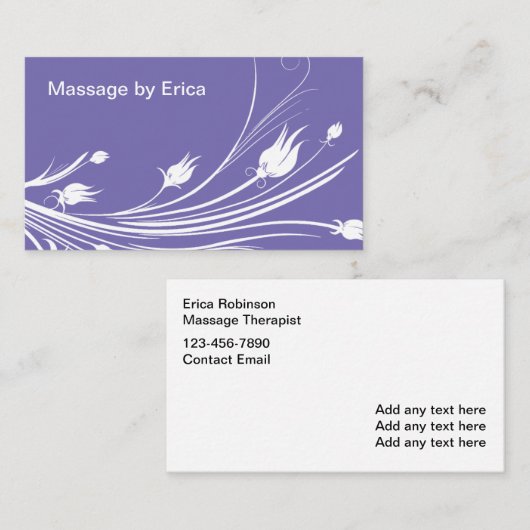 パープルフェミニンフローラマッサージセラピスト 名刺 (正面/裏面)