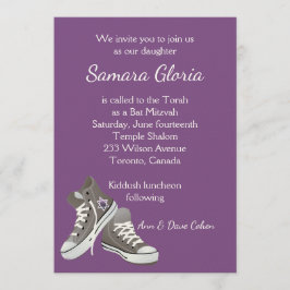 パープルフェードスタースニーカーズバルミツワー招待状 招待状