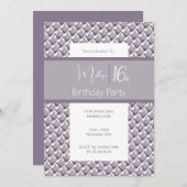 パープルフエマグノリアスウィート16thバースデーパーティー 招待状 (正面/裏面)