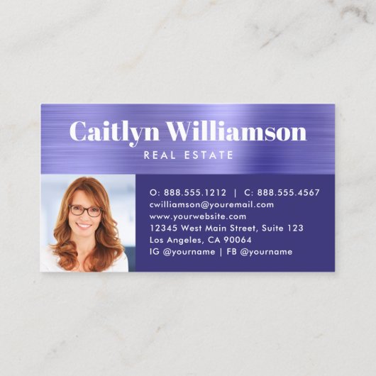 パープルフォイルフォト実在エステートエージェントブローカーハウス 名刺 (裏面)