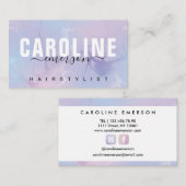 パープルフォイルマーブルスクモダンリプトタイポグラフィサロン 名刺 (正面/裏面)