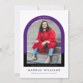 パープルフォトアモダンルチシンプルー卒業パーティー 招待状 (正面)