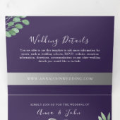 パープルフォトウェディングトライフォールド招待状 三つ折り招待状 (内部最初)