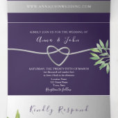 パープルフォトウェディングトライフォールド招待状 三つ折り招待状 (内部中)