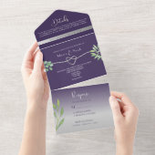 パープルフォトウェディング オールインワン招待状 (貼ってはがせる)