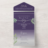 パープルフォトウェディング オールインワン招待状 (内側)