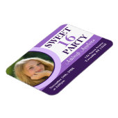 パープルフォトスイート16パーティの招待状フラットマグネット マグネット (左側)