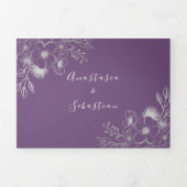 パープルフォトズ結婚トリフォールド招待状 三つ折り招待状 (カバー)