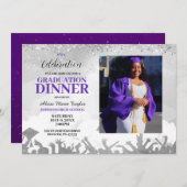 パープルフォト卒業パーティー招待状 招待状 (正面/裏面)