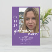 パープルフォト卒業パーティー招待状 招待状 (スタンド正面)